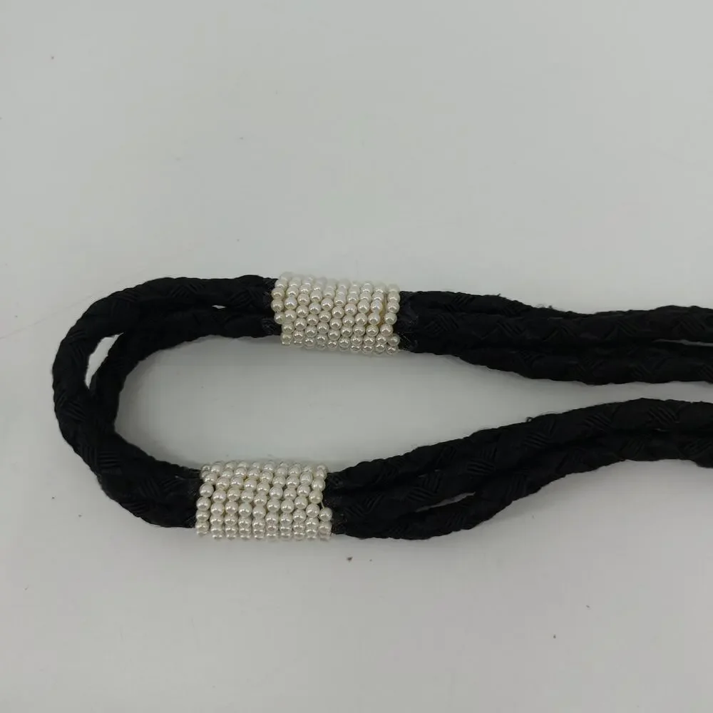 Vtg Womens Rope Pearl Cinch 80s Glam Belt Coquette XS
